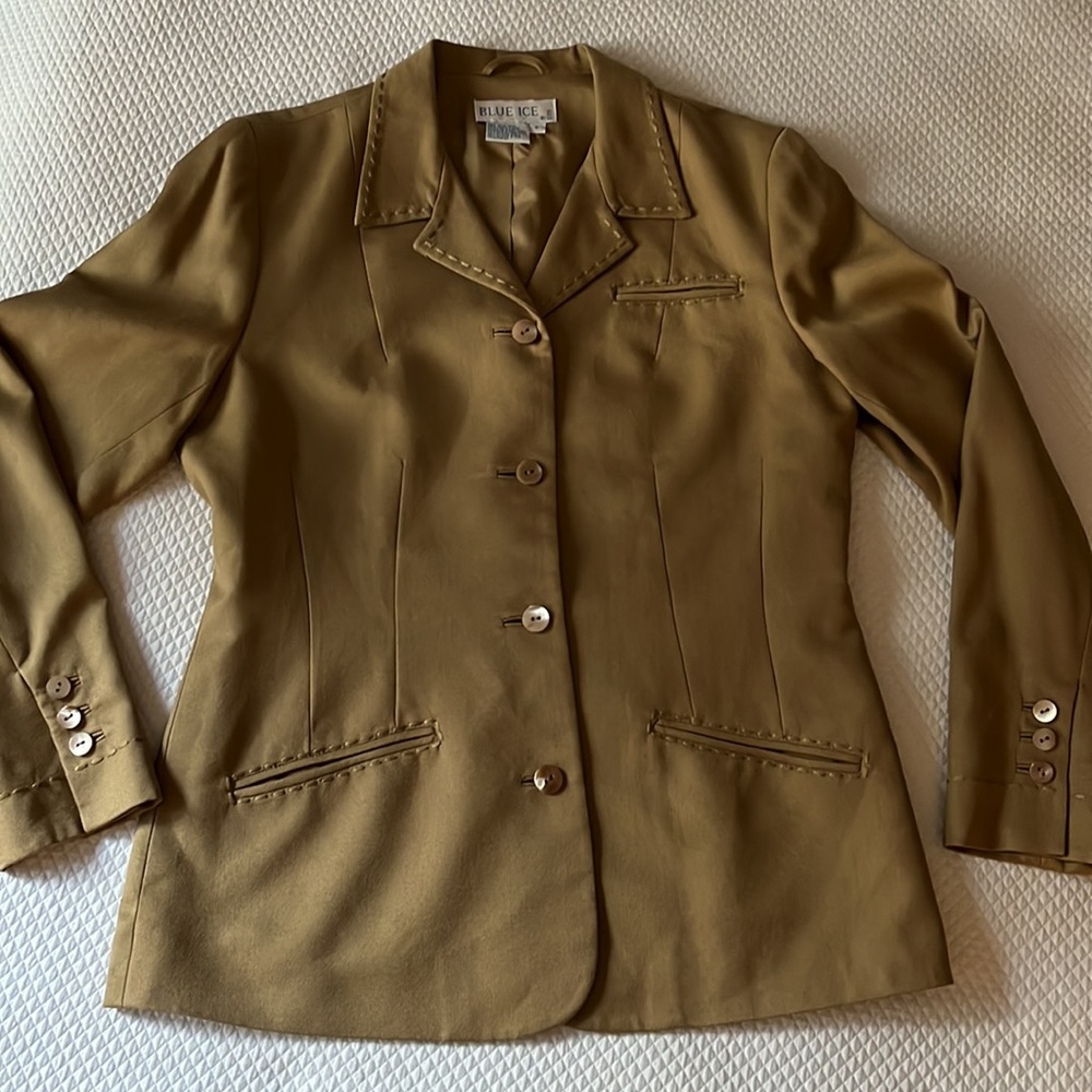 Vintage Blue Ice Jacket Blazer Silk Wool Blend ‎ Size 6